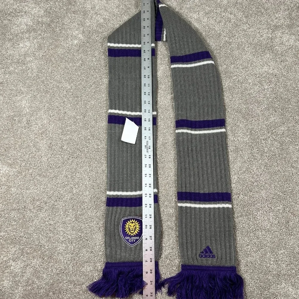 Adidas Unisex One Size‎ Purple Grey Knit Orlando City SC MLS Soccer Scarf NWT